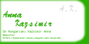 anna kazsimir business card